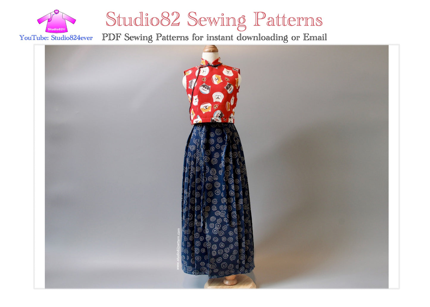 Digital sewing pattern of Horse-face Skirt(A silhouette) with video tutorial