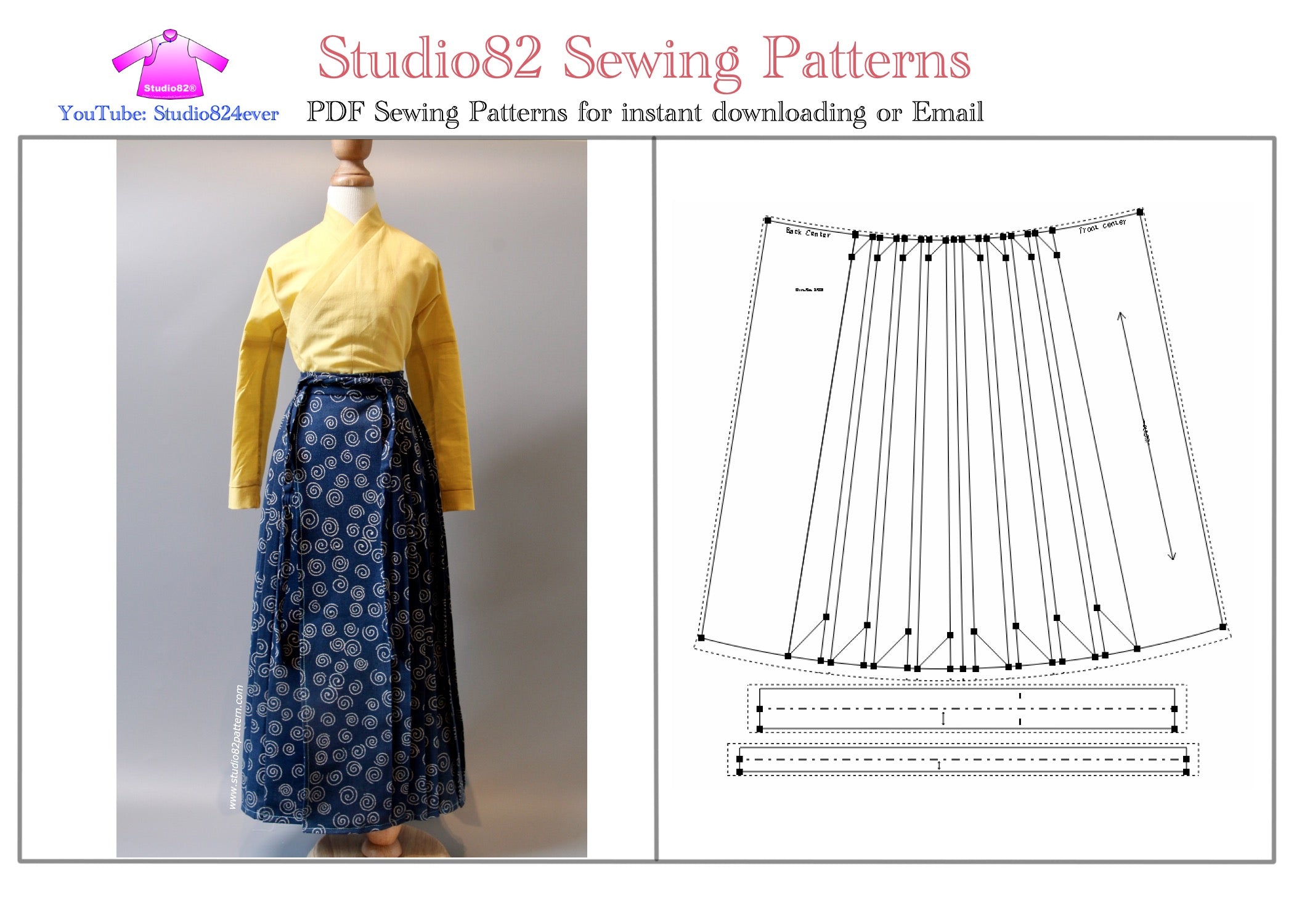 Digital sewing pattern of Horse-face Skirt(A silhouette) with