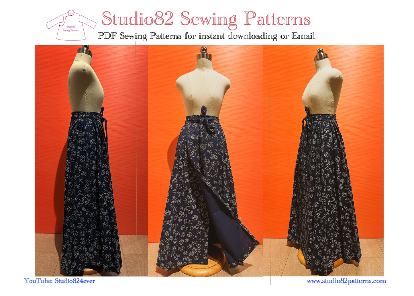 Digital sewing pattern of Horse-face Skirt(A silhouette) with video tutorial