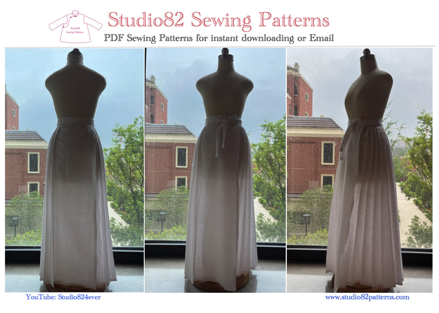 Digital sewing pattern of Horse-face Skirt(A silhouette) with video tutorial