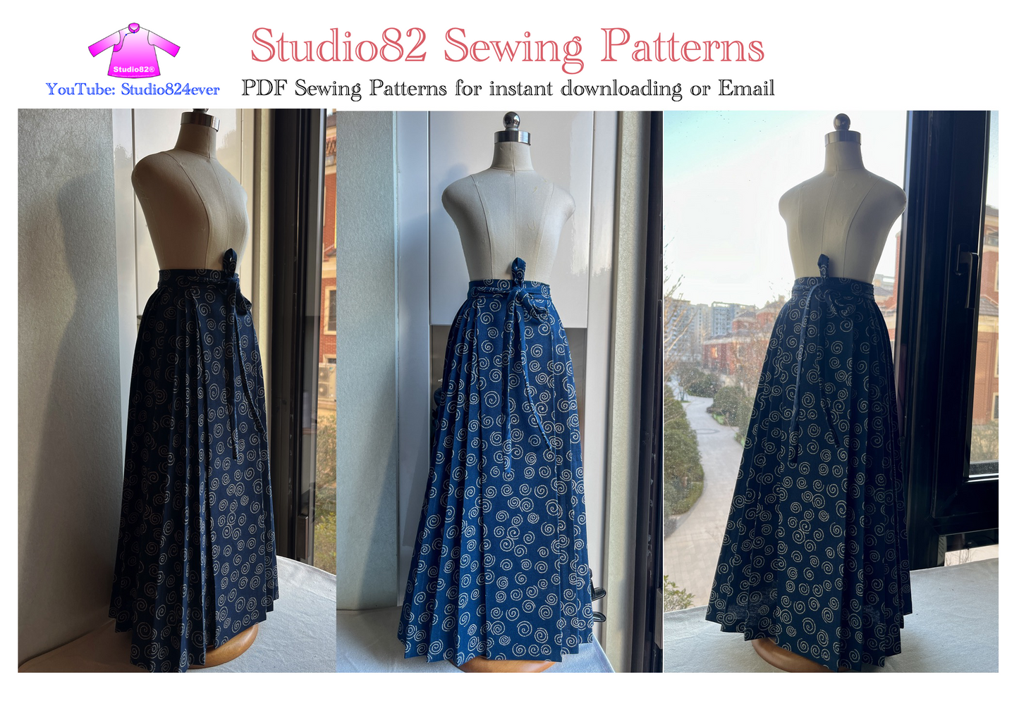 Digital sewing pattern of Horse-face Skirt(A silhouette) with video tutorial