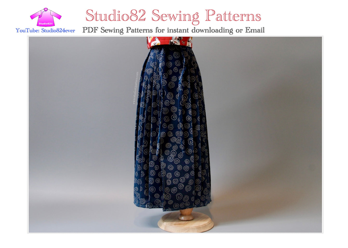 Digital sewing pattern of Horse-face Skirt(A silhouette) with video tutorial