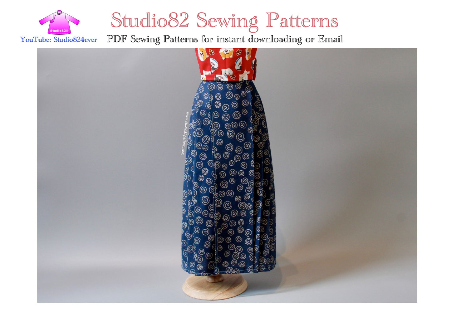 Digital sewing pattern of Horse-face Skirt(A silhouette) with video tutorial