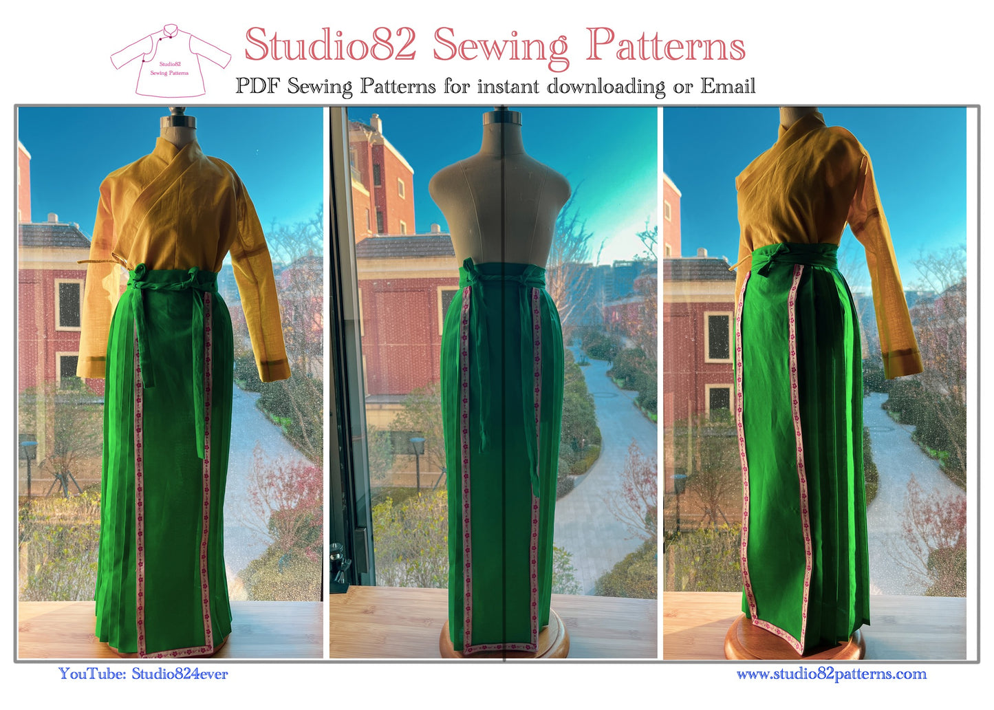 Digital sewing pattern of Horse-face Skirt(H silhouette) with video tutorial