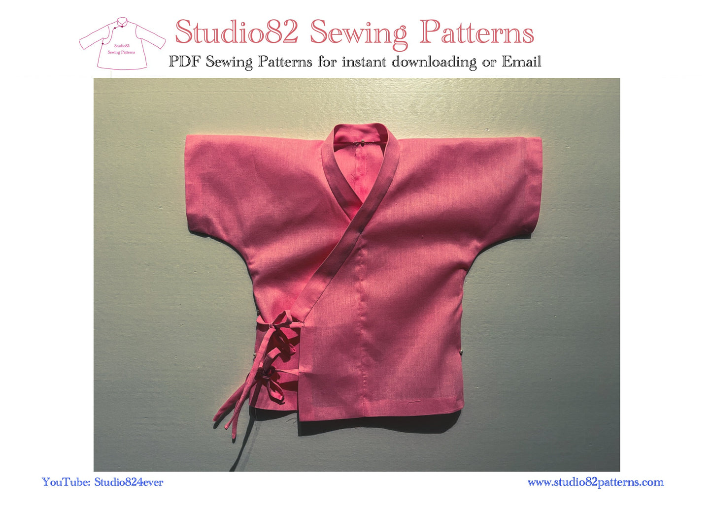 PDF Sewing Pattern of Half Sleeve Coat with Cross Collar