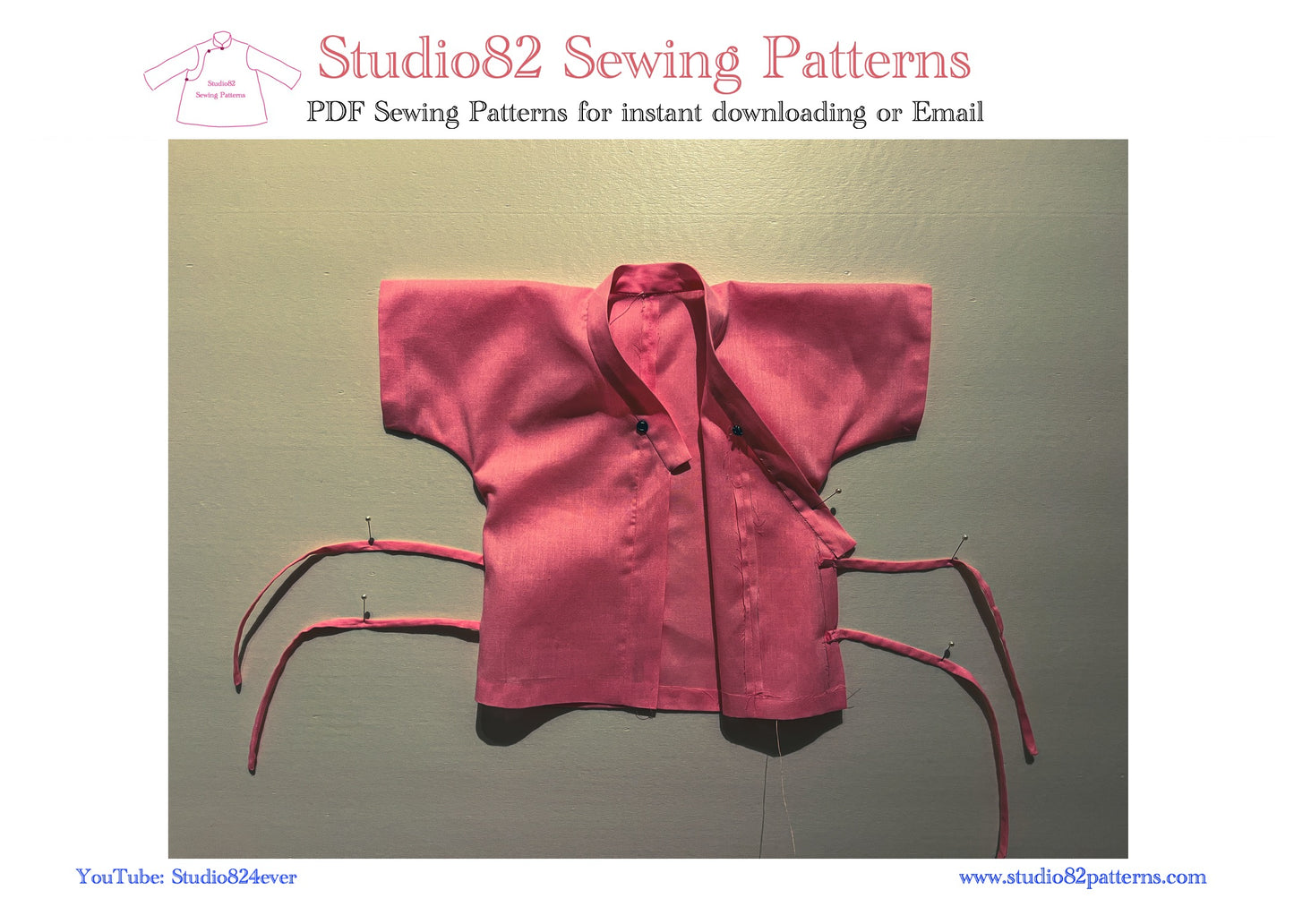 PDF Sewing Pattern of Half Sleeve Coat with Cross Collar
