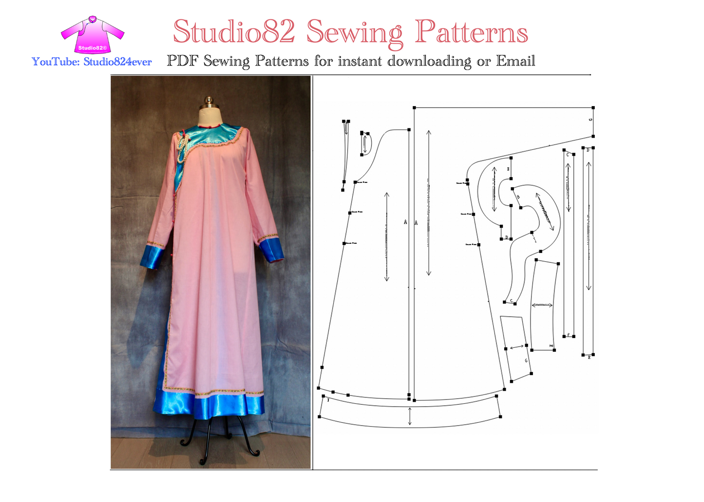 Digital Sewing pattern of Manchu women's Chenyi from Ruyis Royal Love