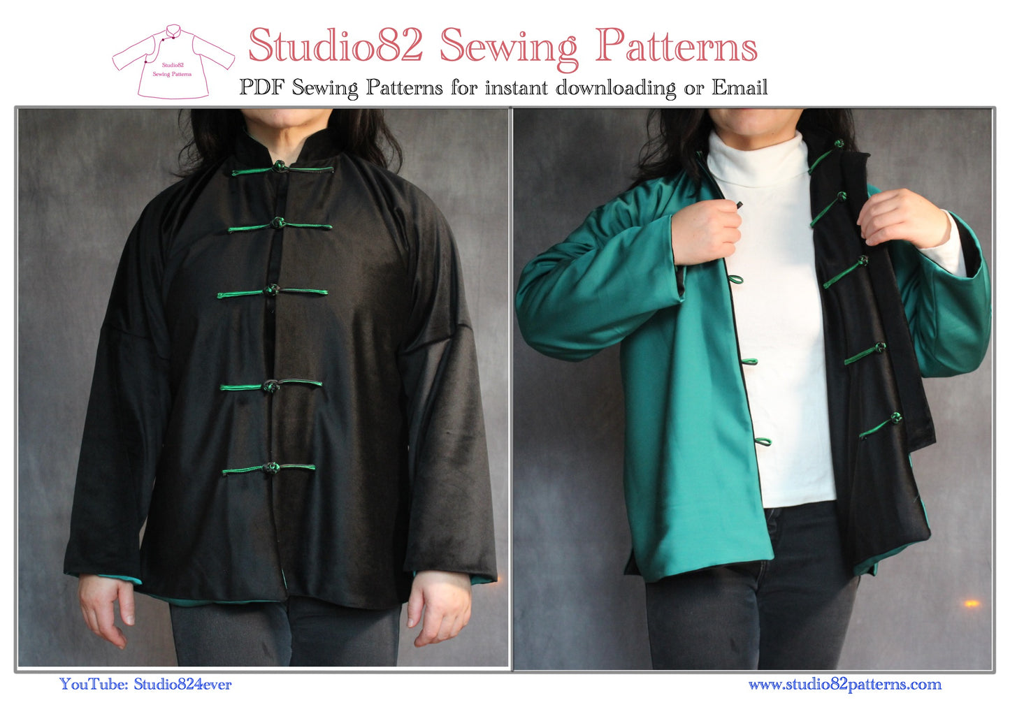Digital Sewing Pattern of Tangzhuang Jacket/ Tang Suit/ Chinese Jacket  for Women
