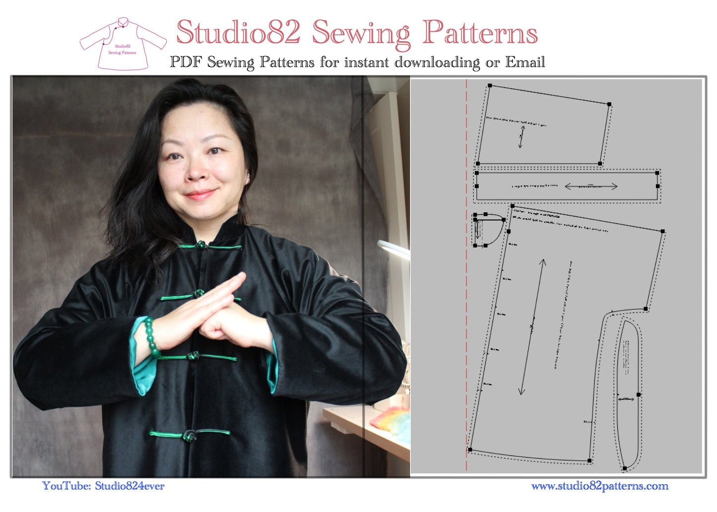 Digital Sewing Pattern of Tangzhuang Jacket/ Tang Suit/ Chinese Jacket  for Women