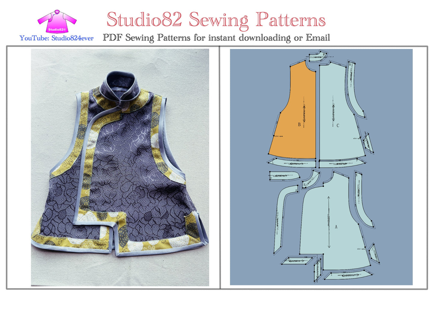 PDF Sewing pattern of PiPa Jin Waistcoat / Pipa-Style Waistcoat