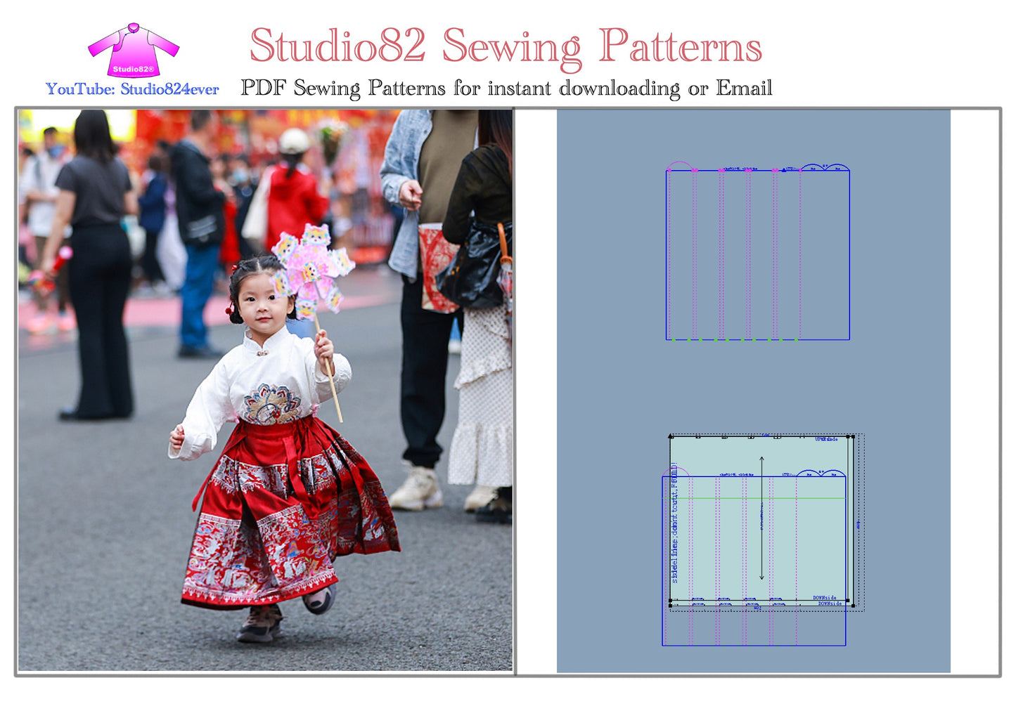 Horse Face Skirt  for Children PDF  Sewing Pattern