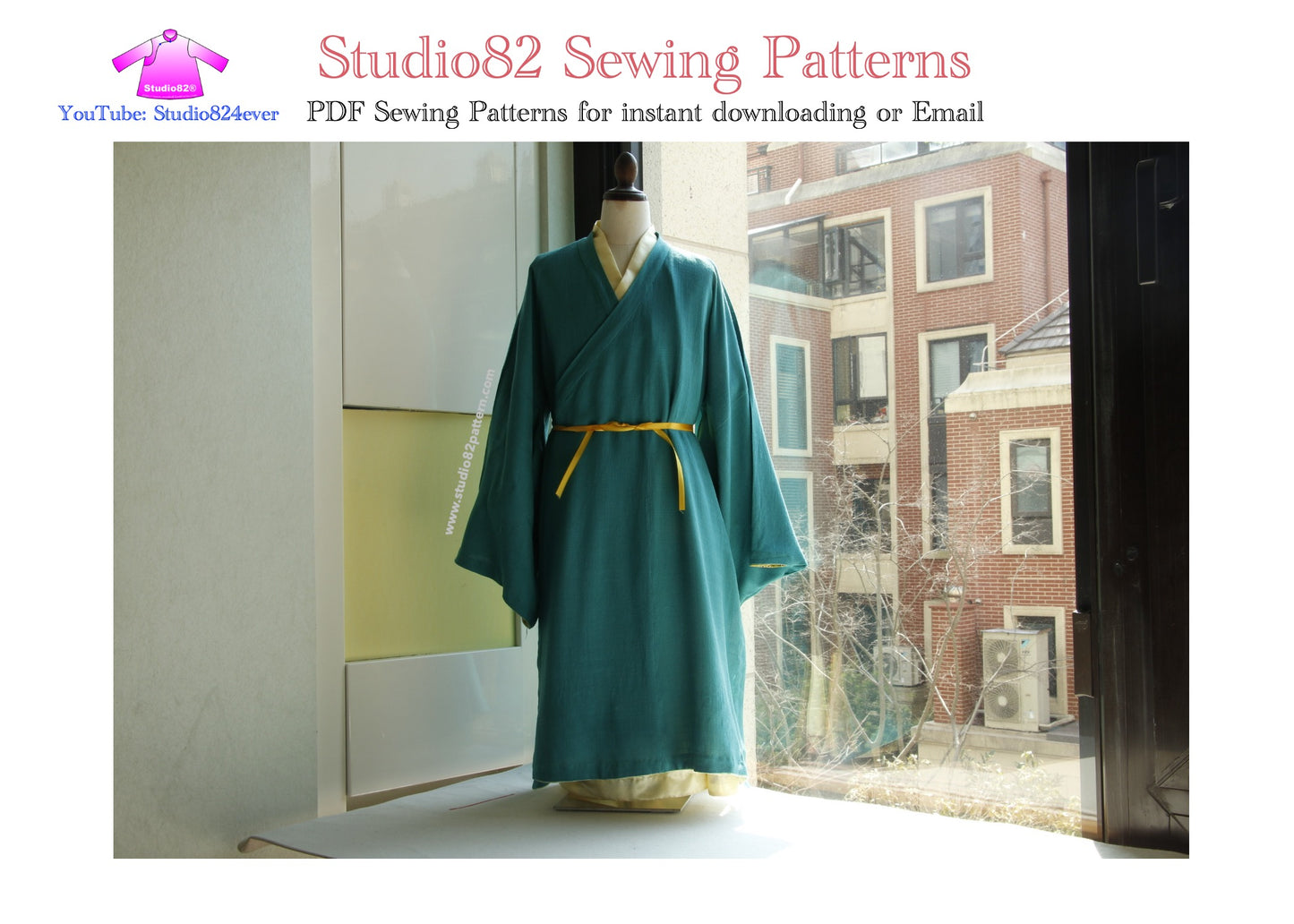 Digital Sewing Pattern: Ming Style Cross Collar Wide-Sleeve Robe (直裰)