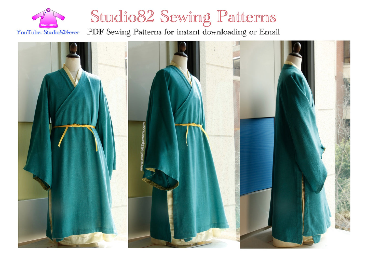 Digital Sewing Pattern: Ming Style Cross Collar Wide-Sleeve Robe (直裰)
