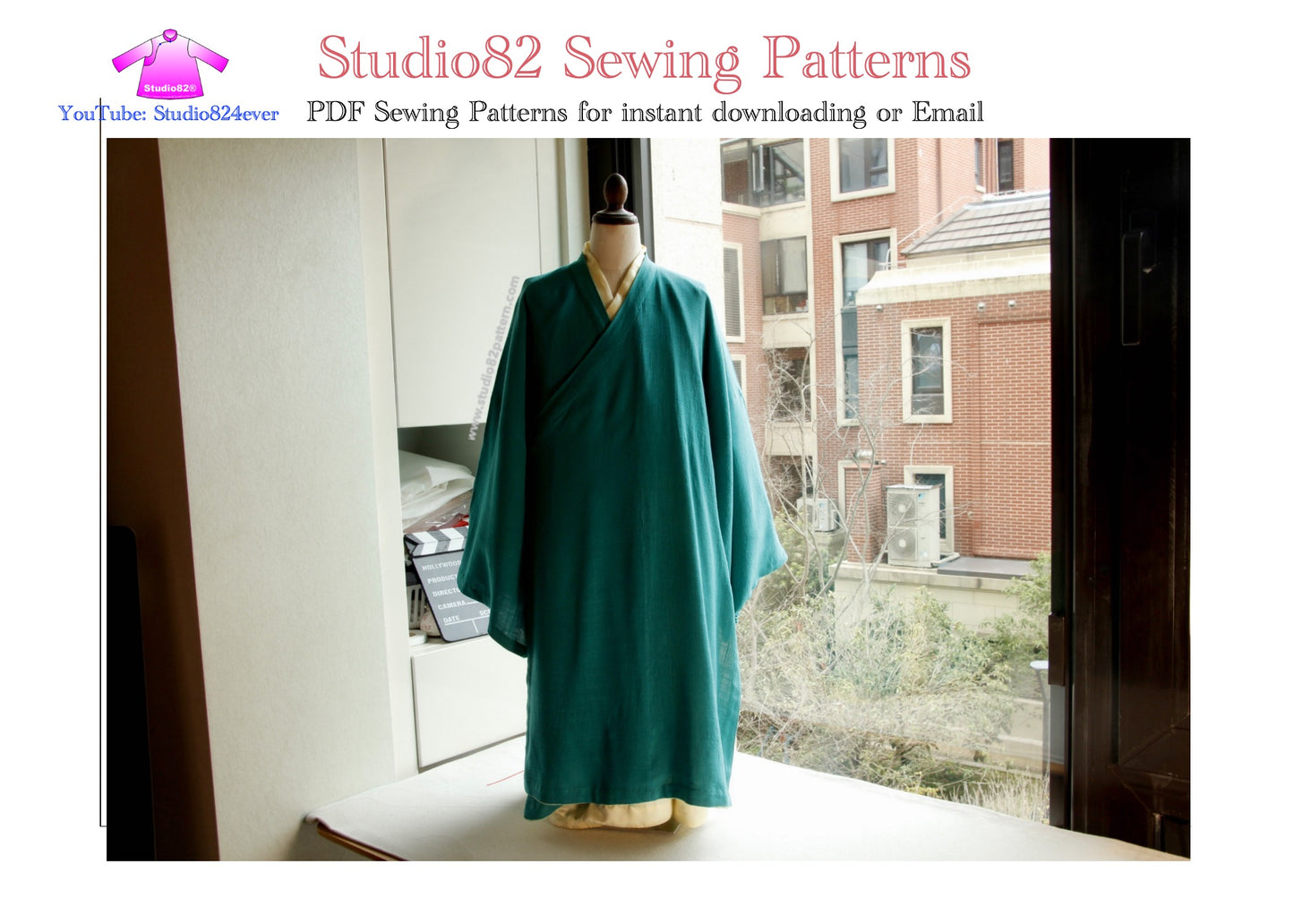 Digital Sewing Pattern: Ming Style Cross Collar Wide-Sleeve Robe (直裰)
