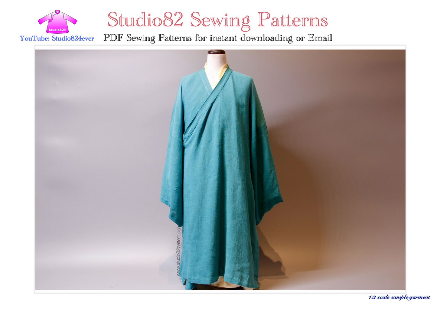 Digital Sewing Pattern: Ming Style Cross Collar Wide-Sleeve Robe (直裰)