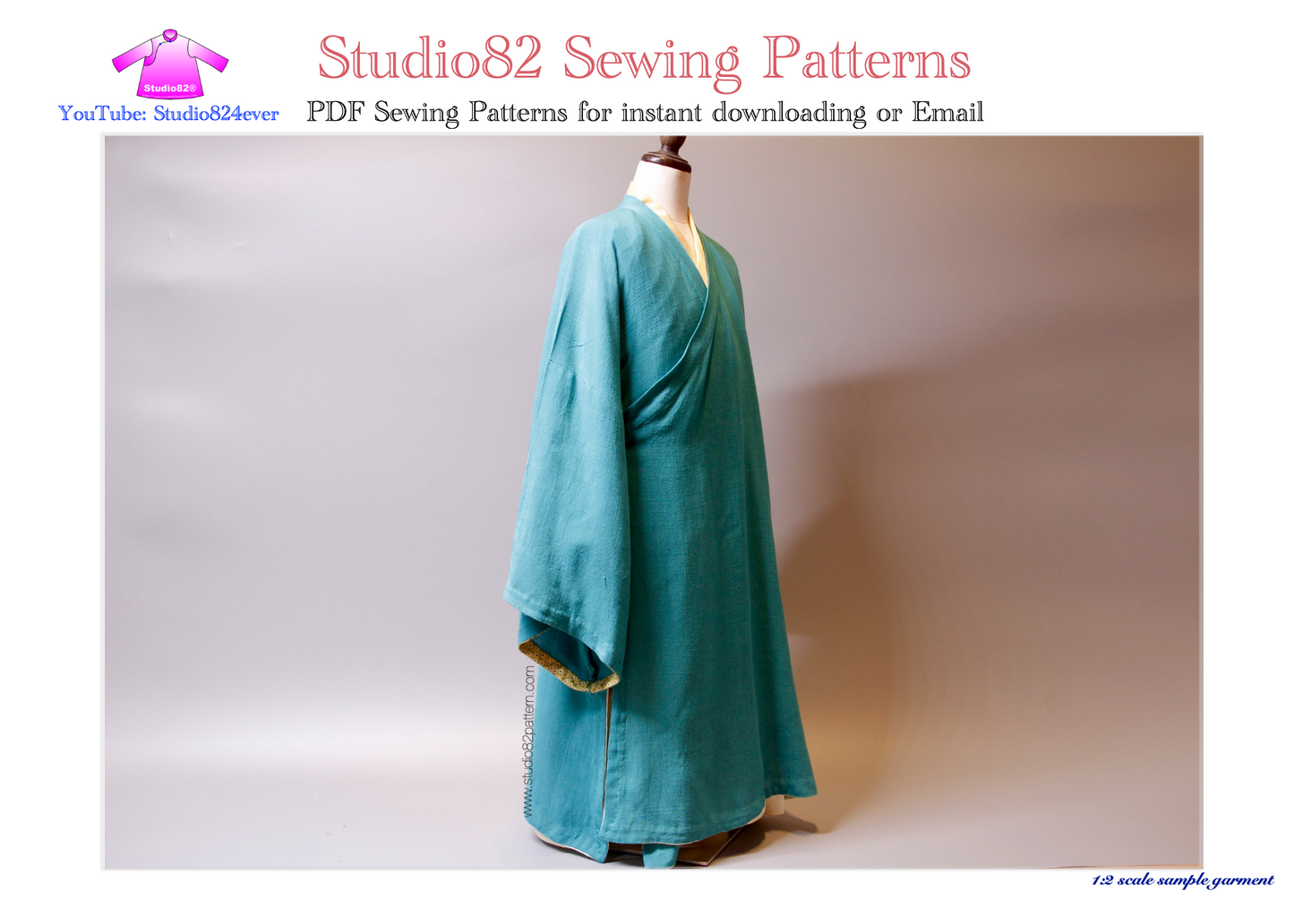 Digital Sewing Pattern: Ming Style Cross Collar Wide-Sleeve Robe (直裰)