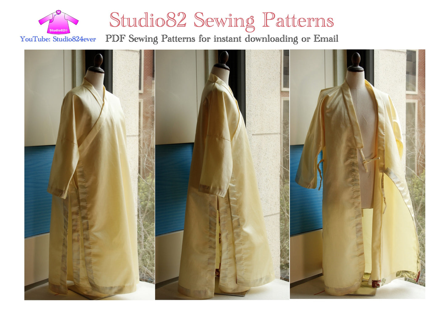 Digital Sewing Pattern: Ming Style Cross Collar Narrow-Sleeve Robe (直裰)