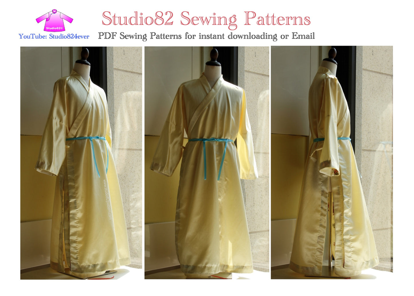 Digital Sewing Pattern: Ming Style Cross Collar Narrow-Sleeve Robe (直裰)
