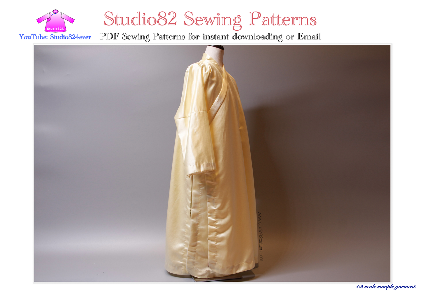 Digital Sewing Pattern: Ming Style Cross Collar Narrow-Sleeve Robe (直裰)
