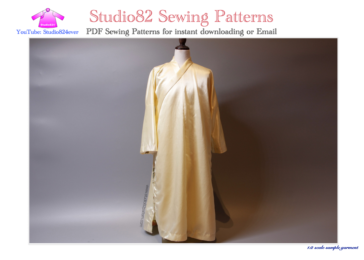 Digital Sewing Pattern: Ming Style Cross Collar Narrow-Sleeve Robe (直裰)