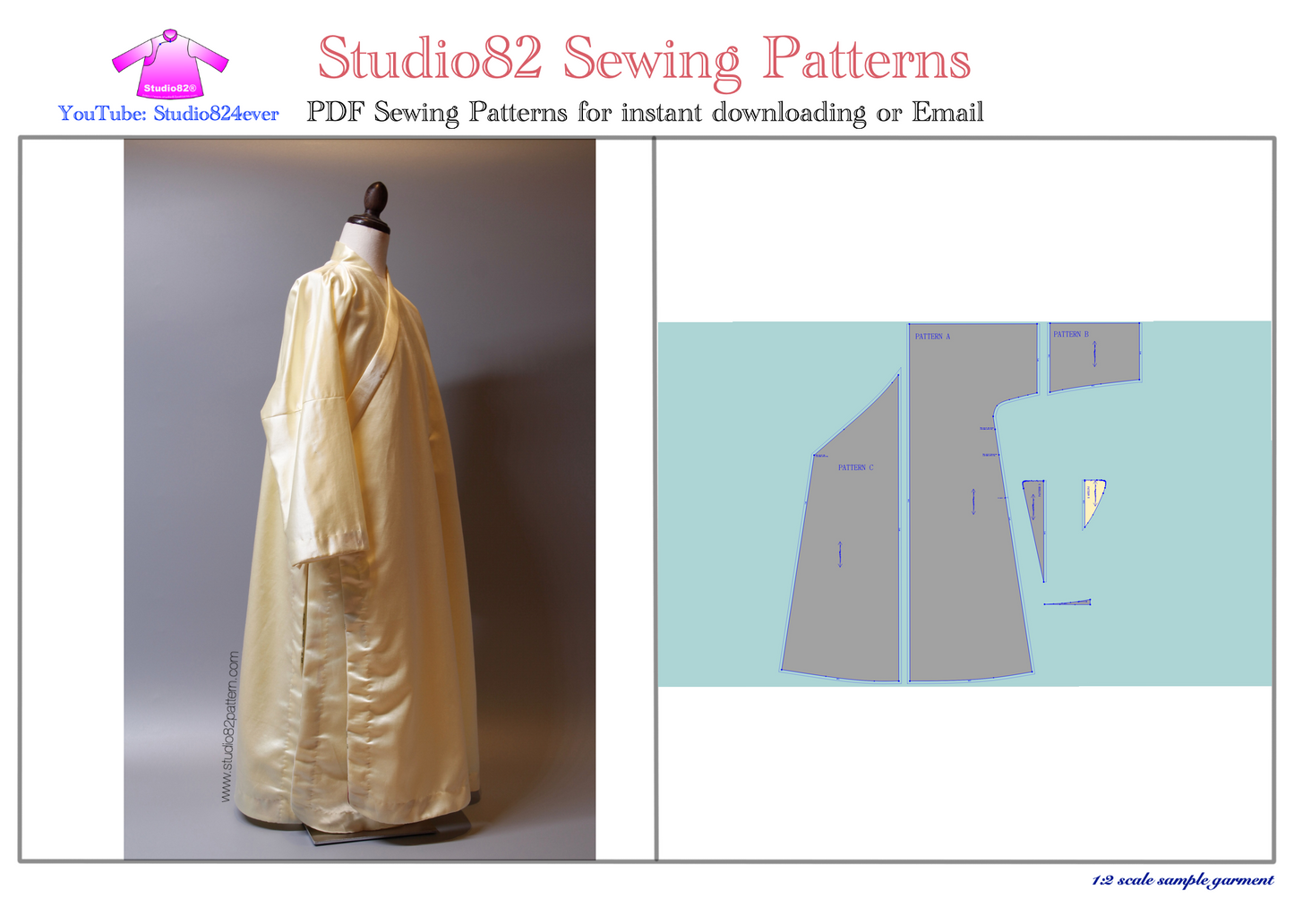 Digital Sewing Pattern: Ming Style Cross Collar Narrow-Sleeve Robe (直裰)