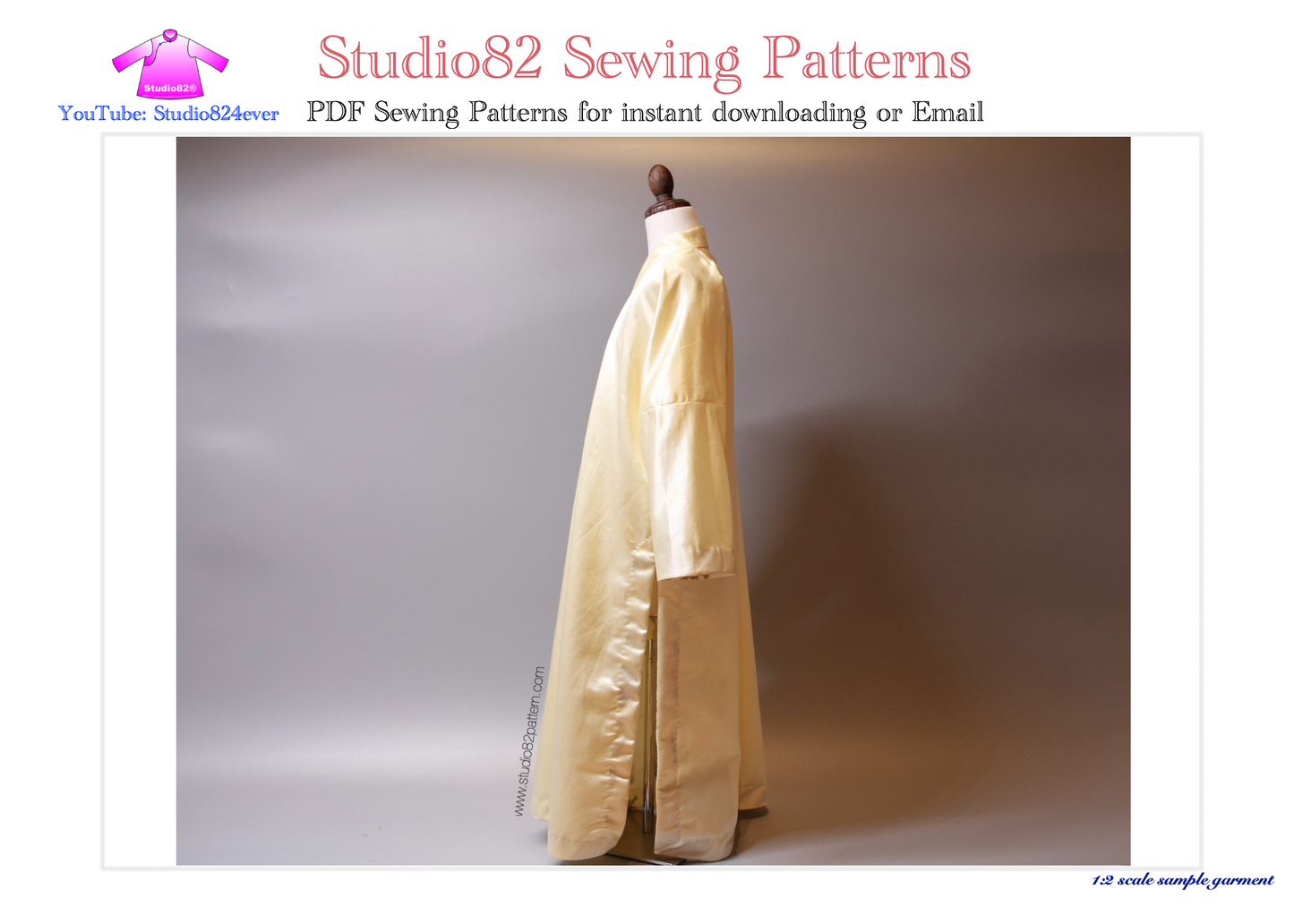 Digital Sewing Pattern: Ming Style Cross Collar Narrow-Sleeve Robe (直裰)