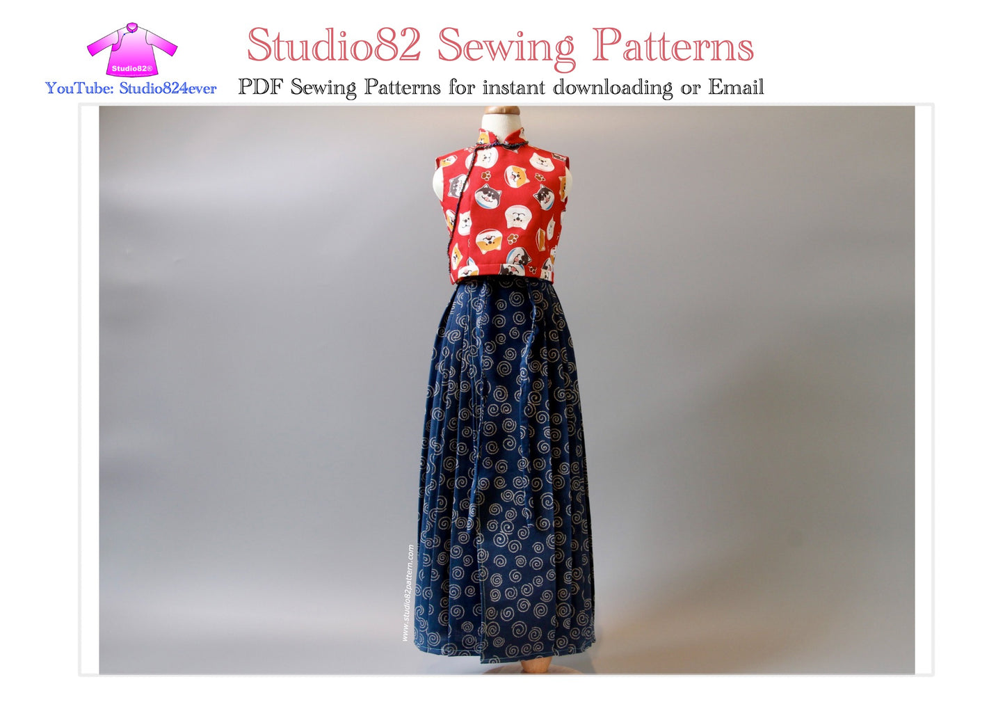Digital Sewing Pattern of Oriental Charm Cheongsam Crop Top