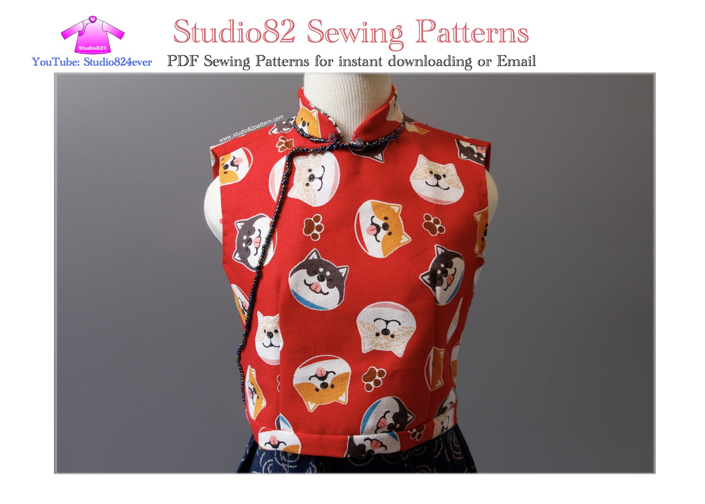 Digital Sewing Pattern of Oriental Charm Cheongsam Crop Top