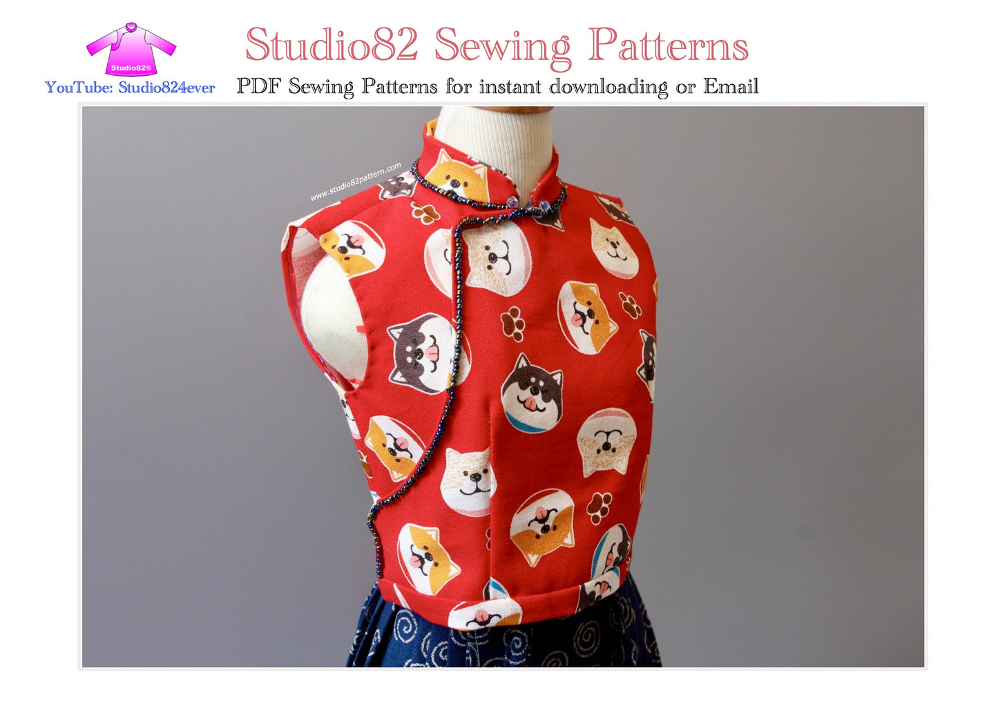 Digital Sewing Pattern of Oriental Charm Cheongsam Crop Top