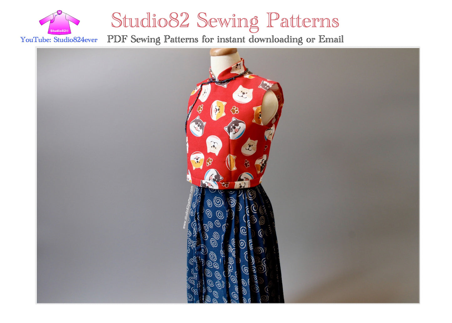Digital Sewing Pattern of Oriental Charm Cheongsam Crop Top